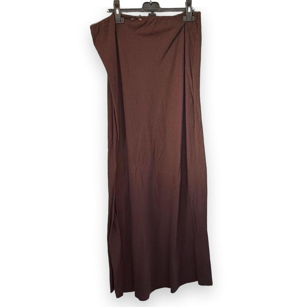 Wild Fable Brown Linen Blend Bow Trim Maxi Skirt Size L